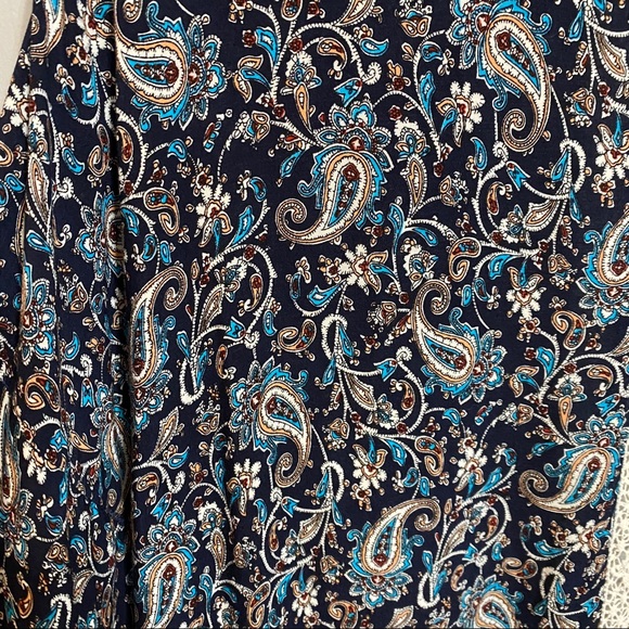 Navy Paisley Fringe Hem Boho Kimono - Picture 7 of 7